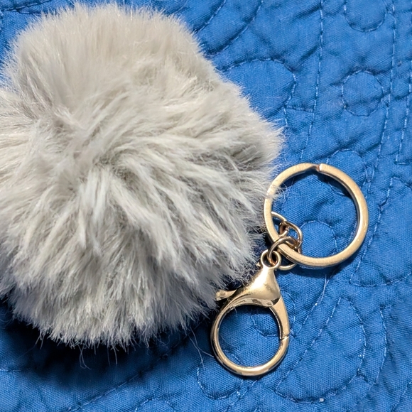 New Gray Fluffy Keychain Accessory - Picture 3 of 5